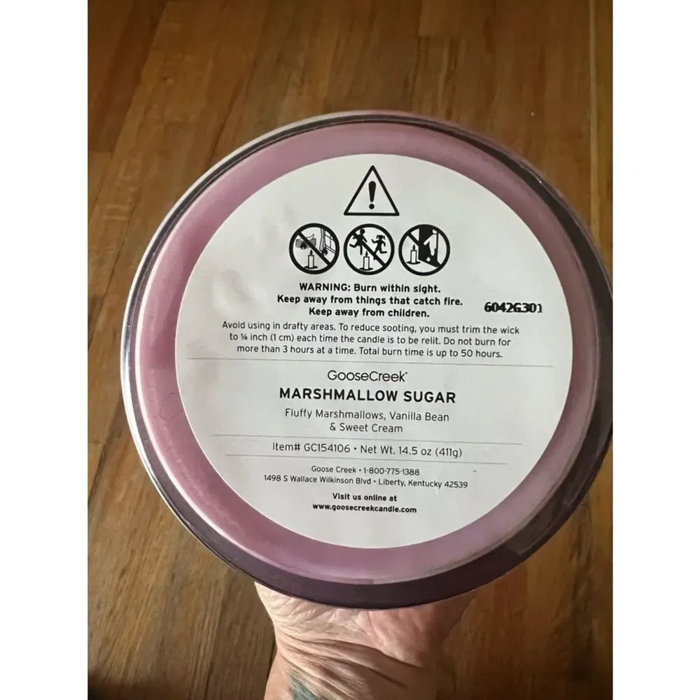 Goose Creek Marshmallow Sugar Candle - Lavender & Pink Cloud Design 3 Wick